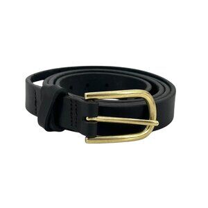 Duluth Trading Womens Black Leather Dress Belt Size XL Brass Buckle USA